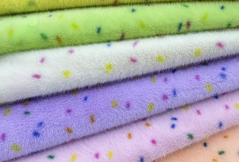Pure polyester faux mink print cum varia dots
